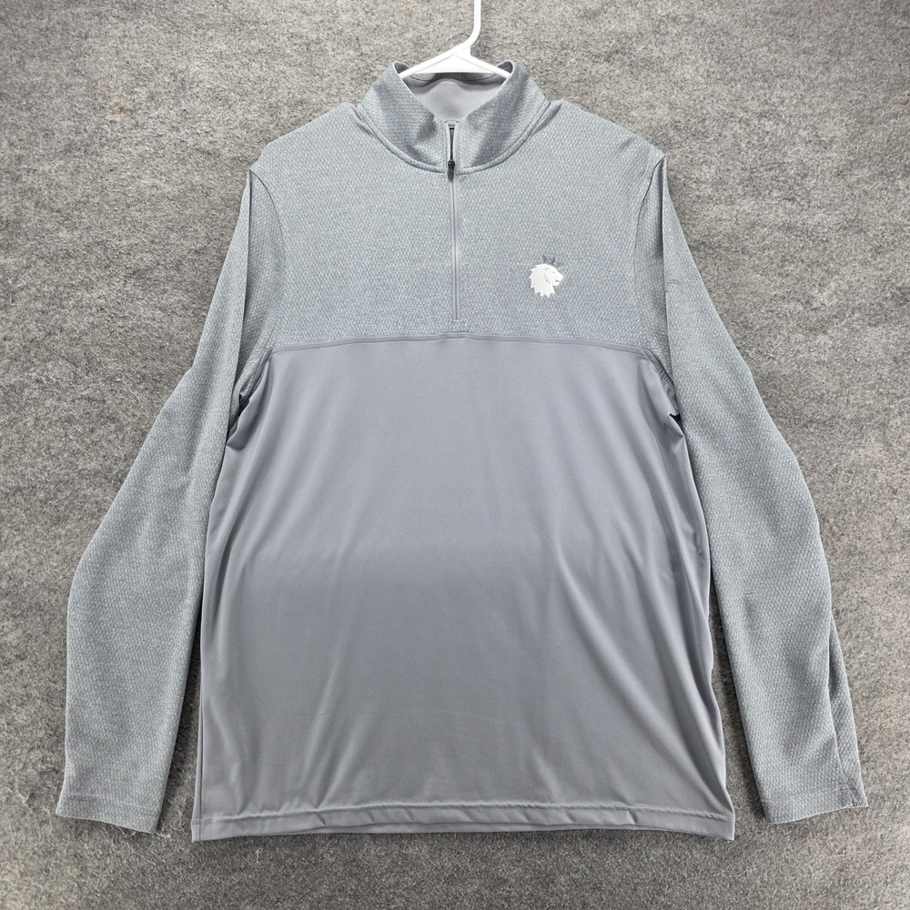 Under Armour Pullover Mens M Gray Long Sleeve 1/4 Zip Mock Neck Lion Logo Golf